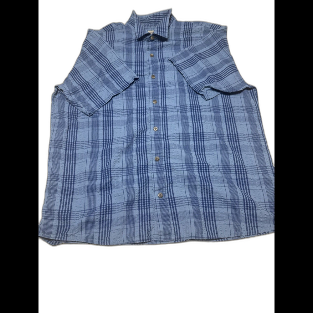 Redhead Men's Casual Button-Up Shirt, Size XL, Blue, Short Sleeve,
